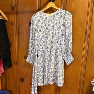 Alice + Olivia Blue and White Textured Dress